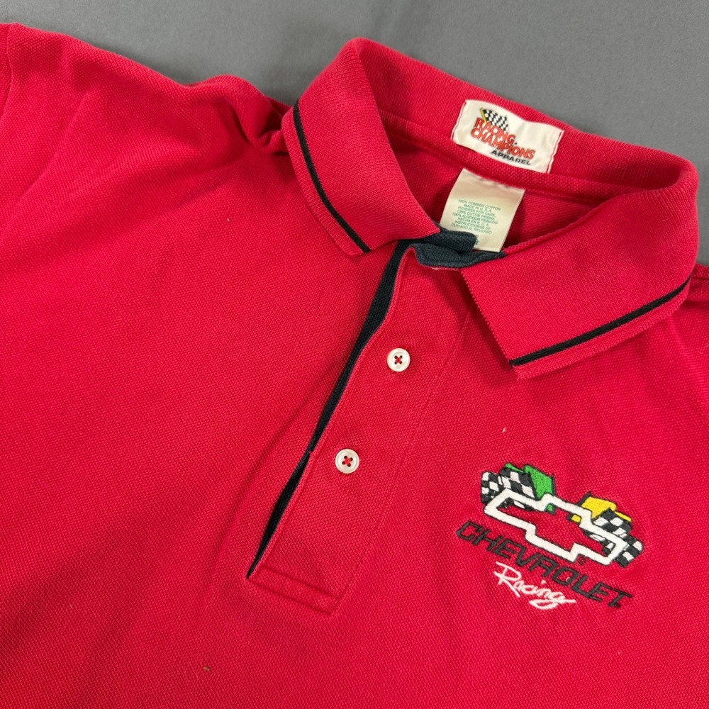 Vintage Racing Champions Chevrolet Racing Polo Shirt Large Chevy NASCAR Cotton